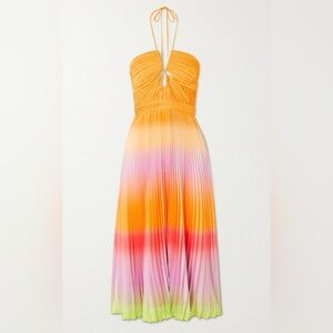 NWT Jonathan Simkhai Annita Multicolor Ombre Plisse Dress Size 10